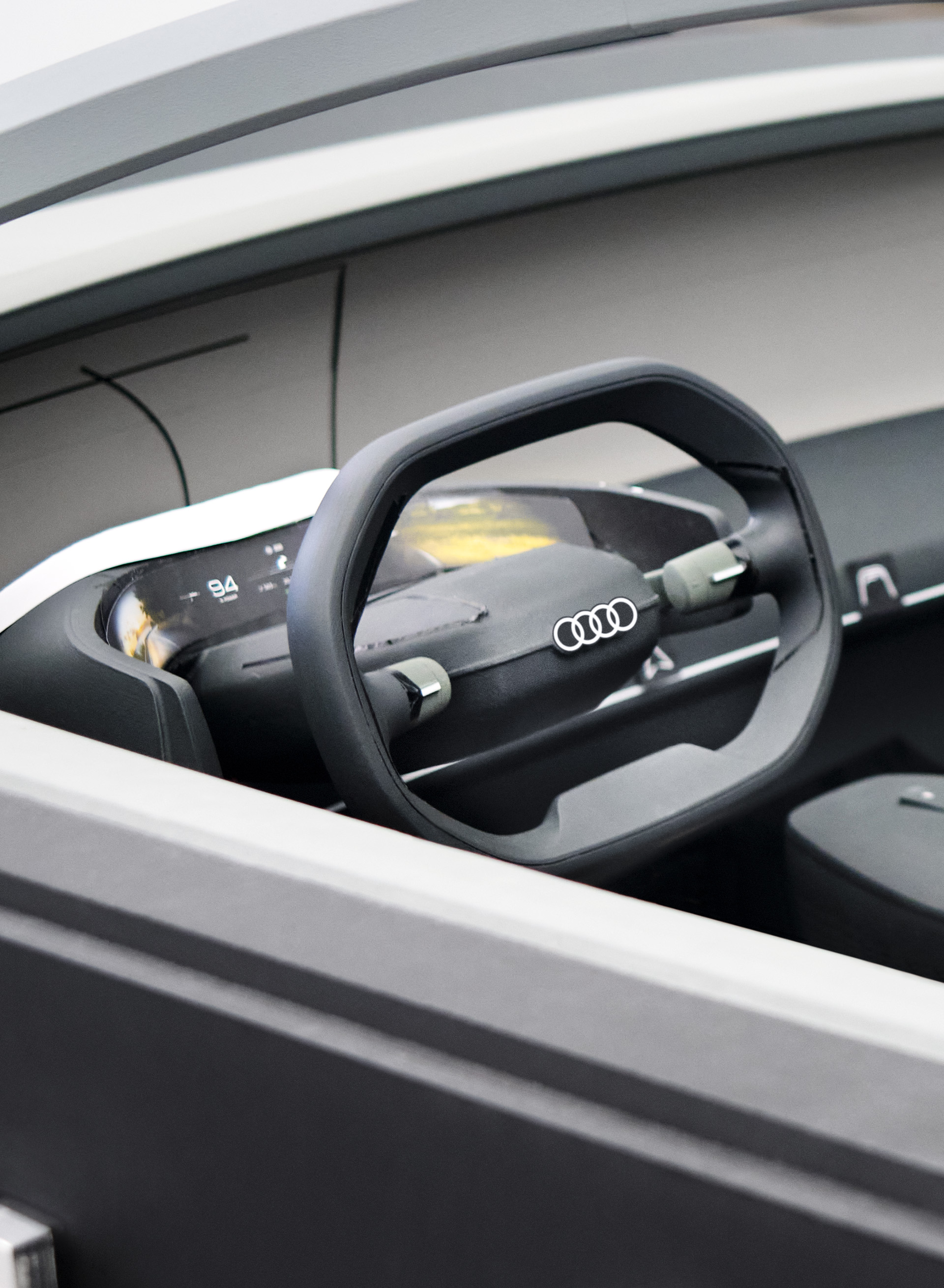 Volant de l’Audi grandsphere concept à l’état de concept.