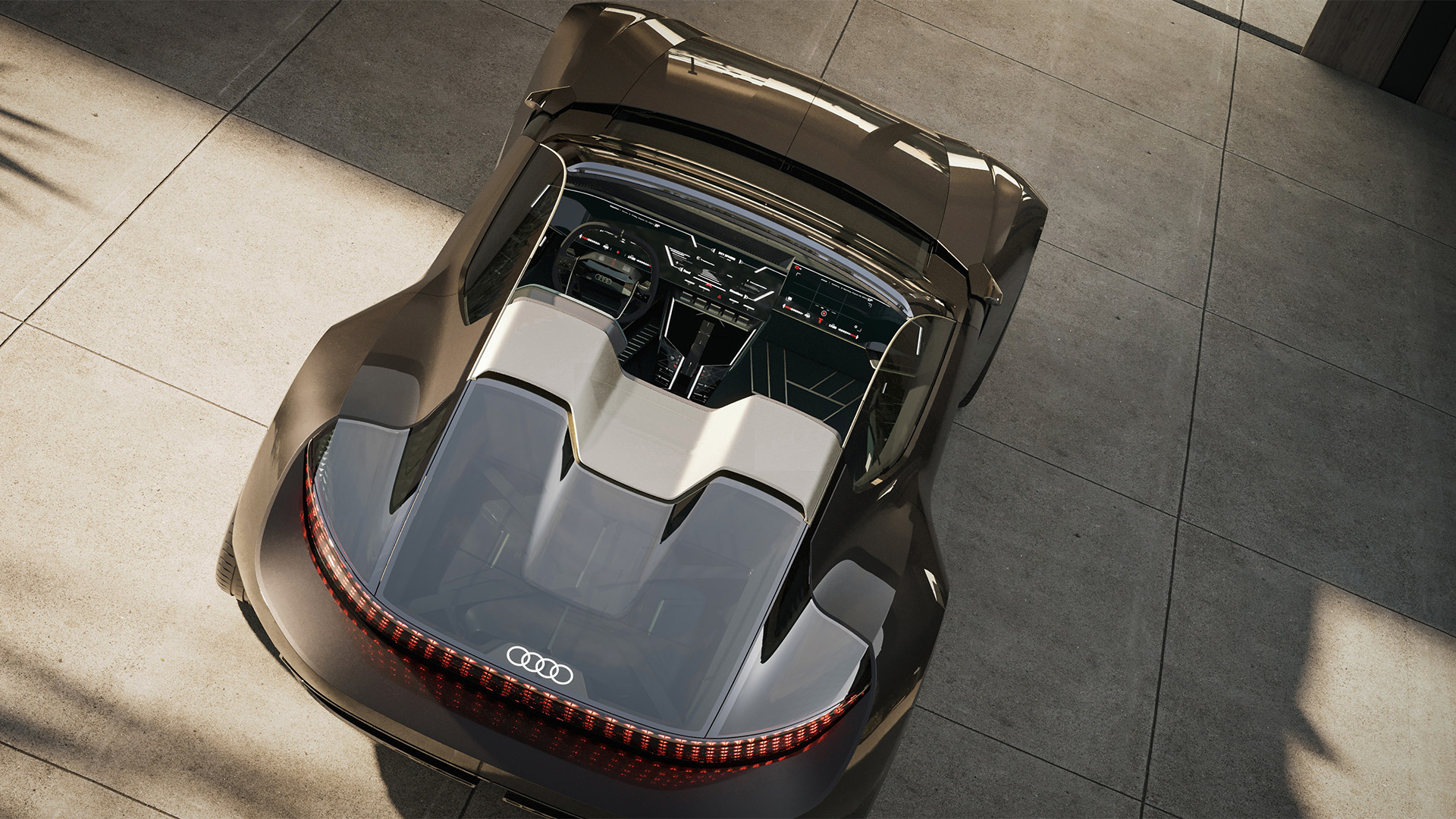 Audi skysphere Roadster in diagonale dall'alto.