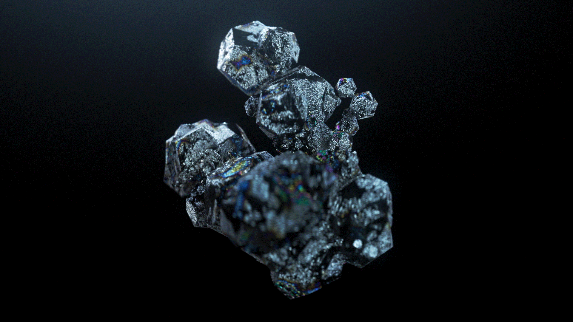 Des cristaux illustrés de manière abstraite qui se déplacent.